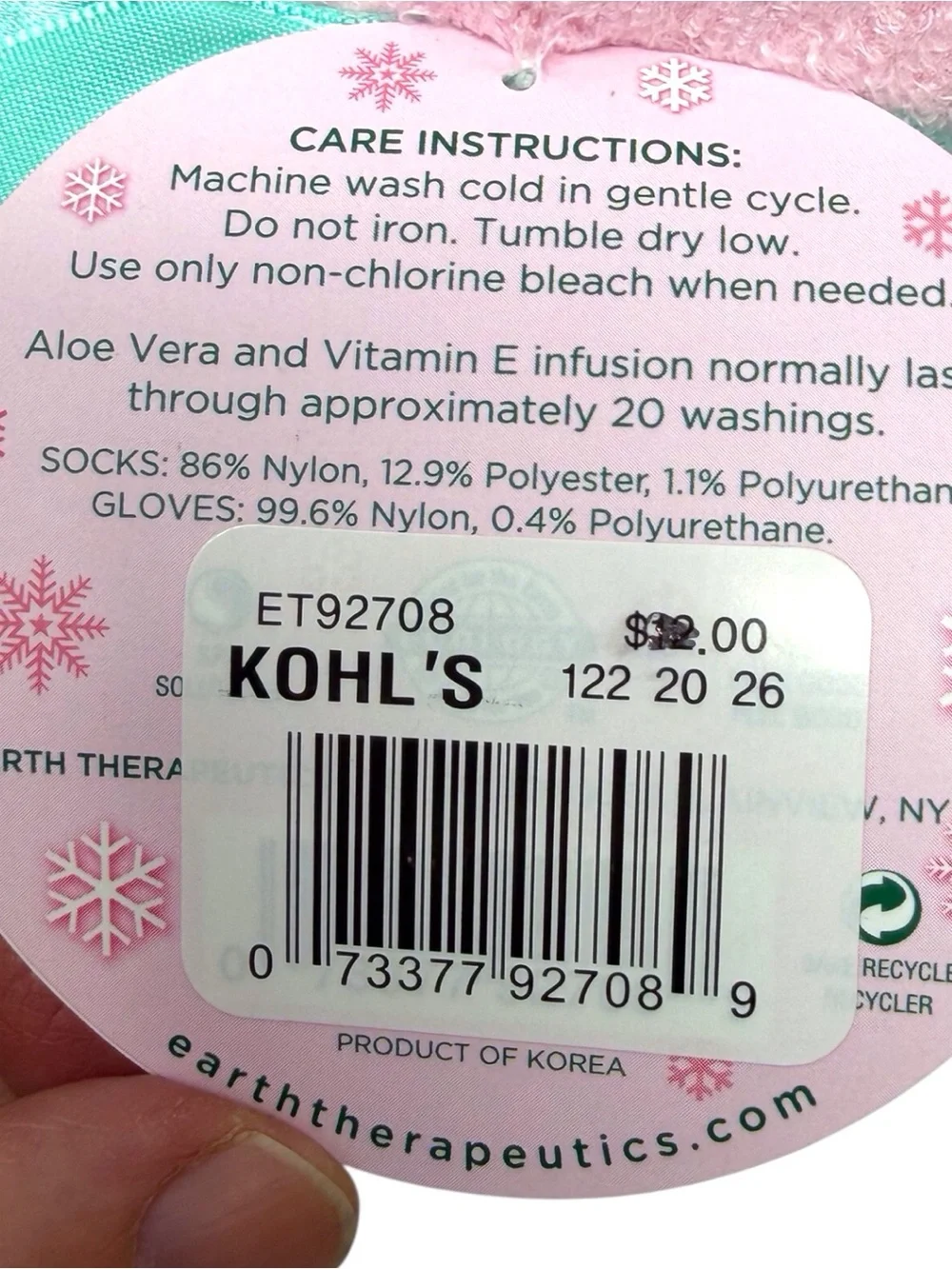 Earth Therapeutics Aloe Moisture Ultra Plush Gloves & Socks Set - Pink NWT